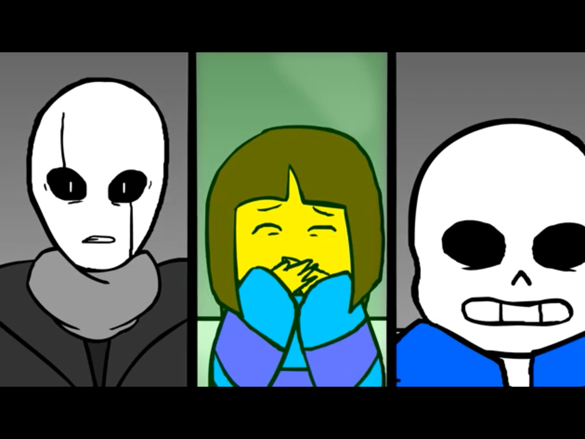 he then engages in battle with sans, omega flowey, and gaster