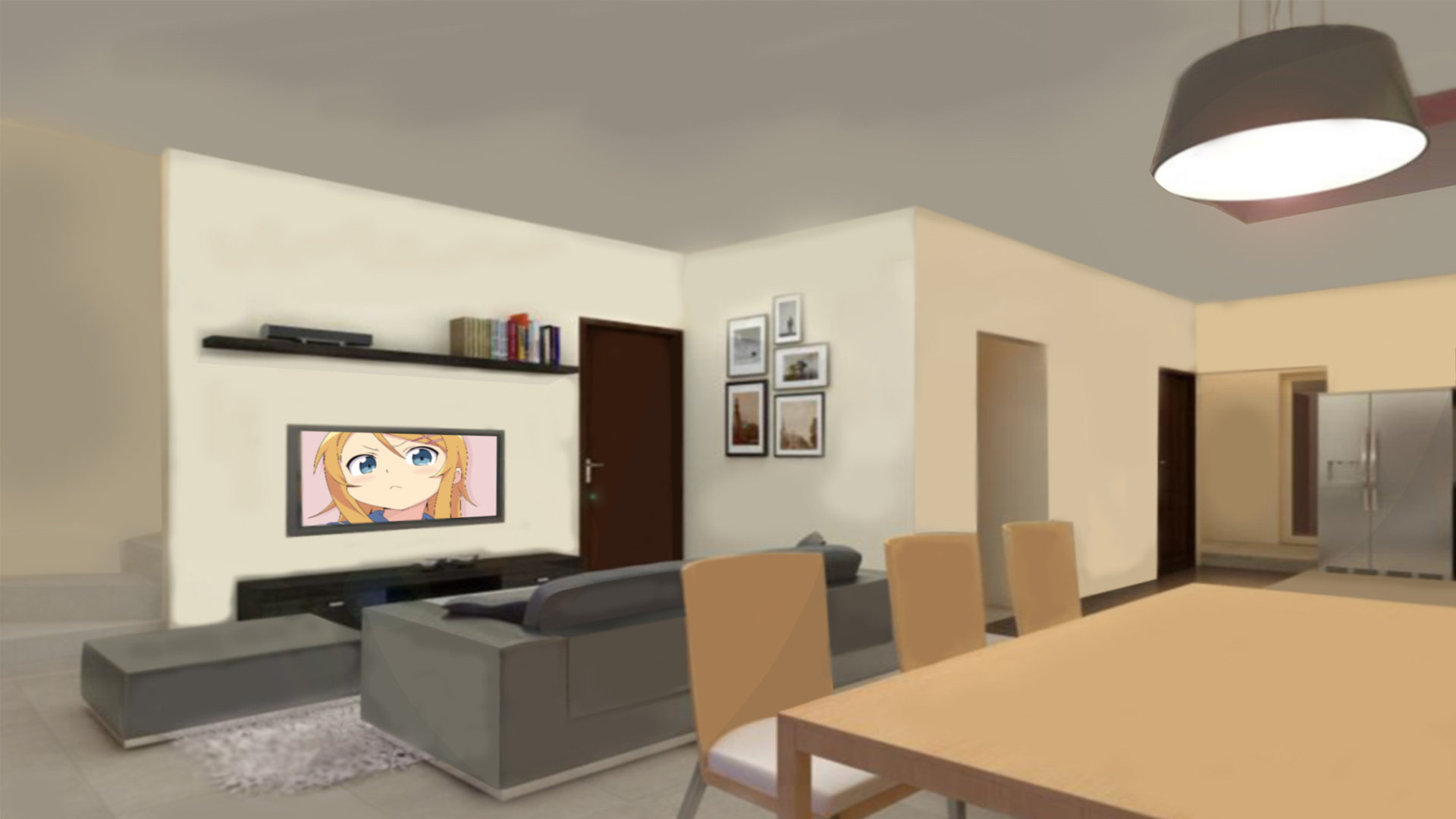 Гостиная комната в стиле аниме