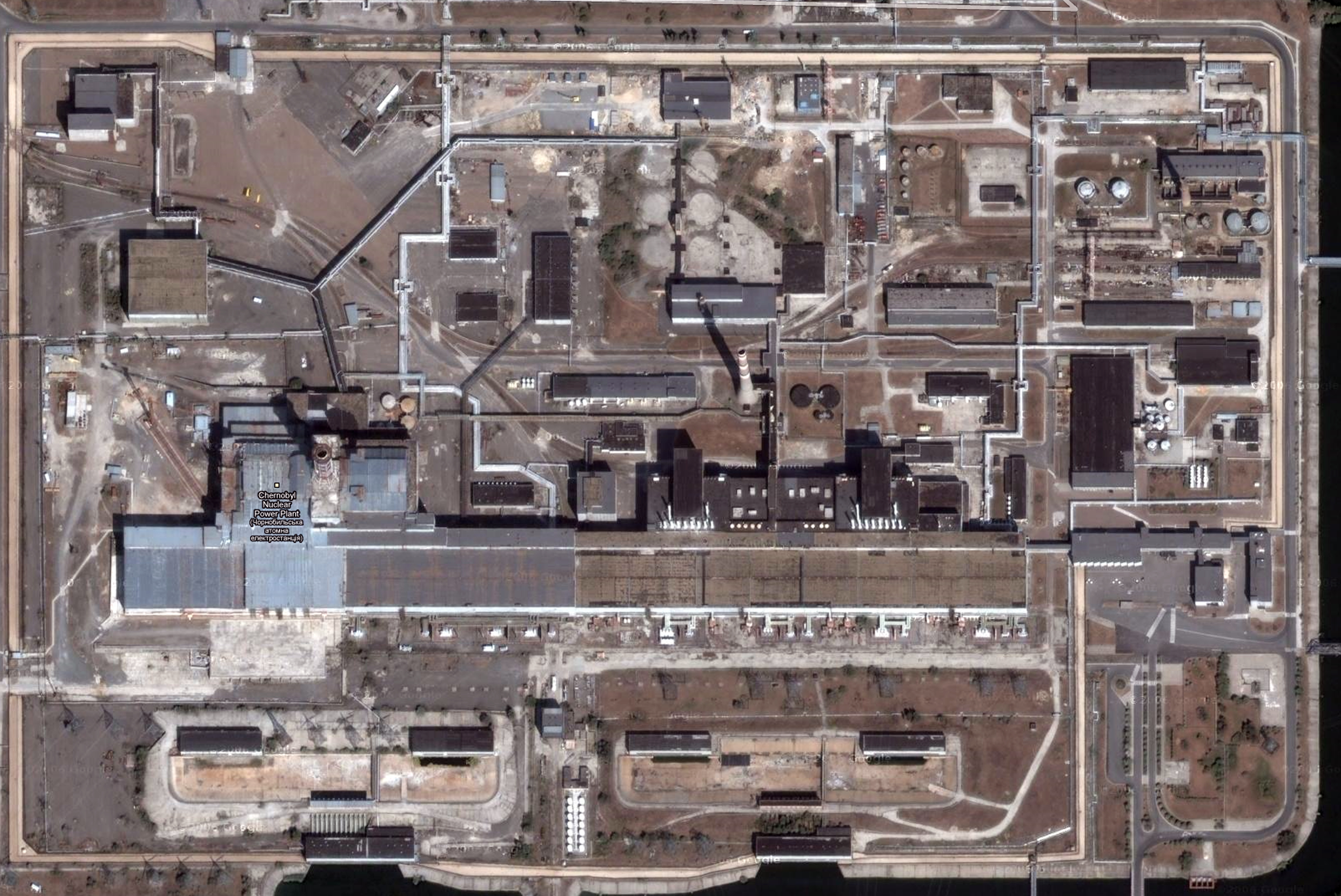 Чернобыльская АЭС со спутника 1986