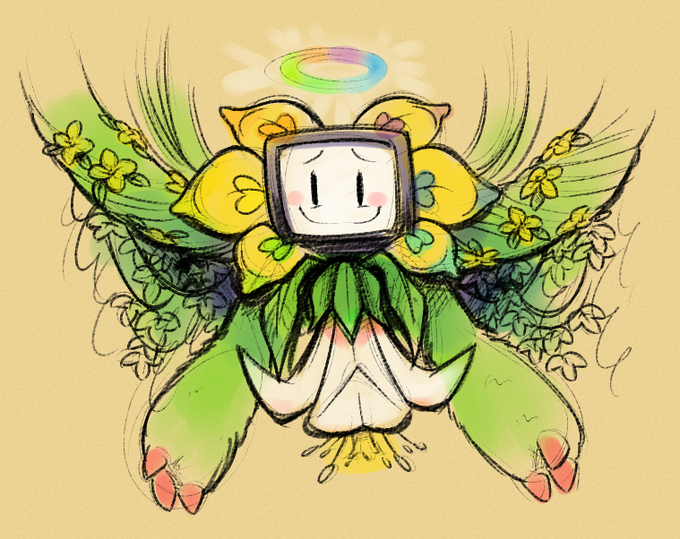 flowey和sans骨花,要sans被小花缠着的图 flowey