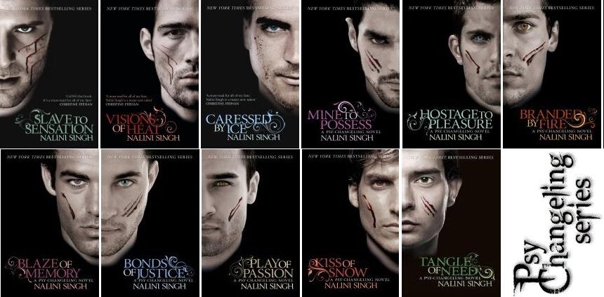 All of the book covers in the Psy-Changeling series are presented in a grid.