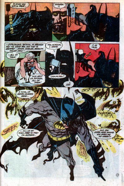 batman comic page drawn by sienkiwicz