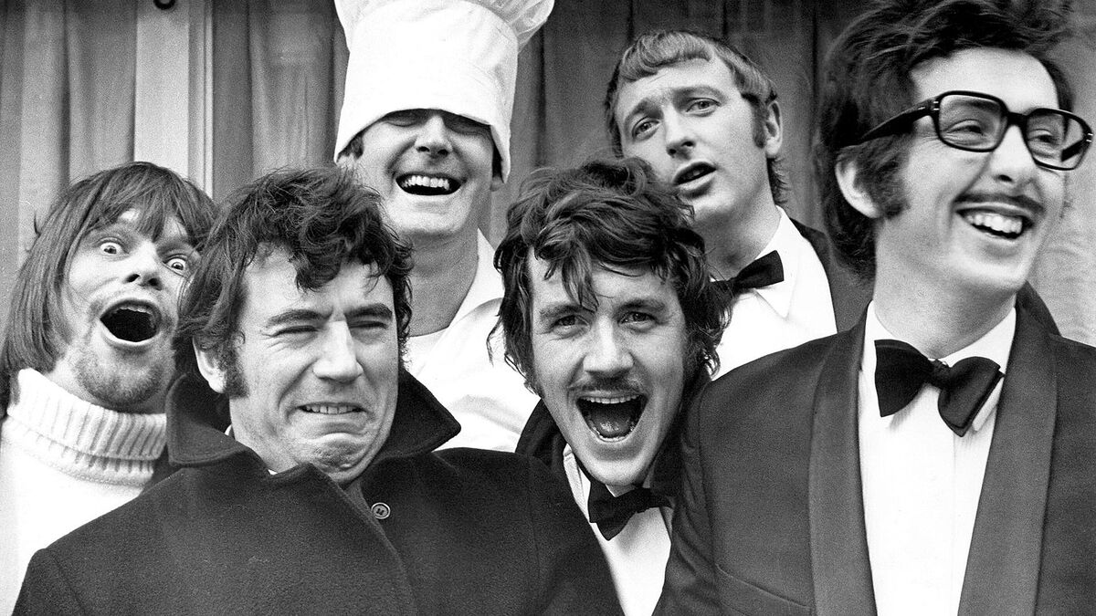 monty-python cast Graham Chapman, John Cleese, Terry Gilliam, Eric Idle, Terry Jones, and Michael Palin.