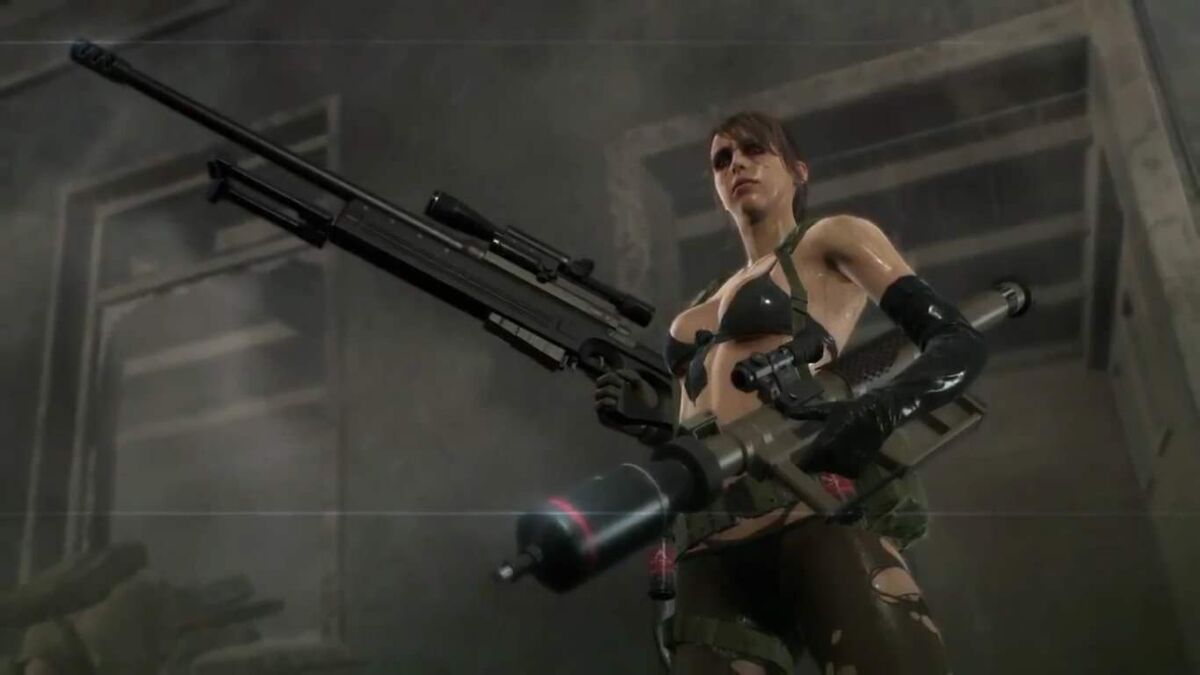 Metal Gear Solid V Quiet is a badass wielding two massive machine guns