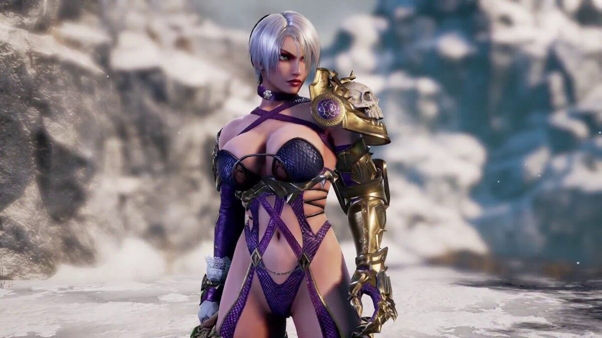 Ivy poses in Soulcalibur 6 with lingerie armour