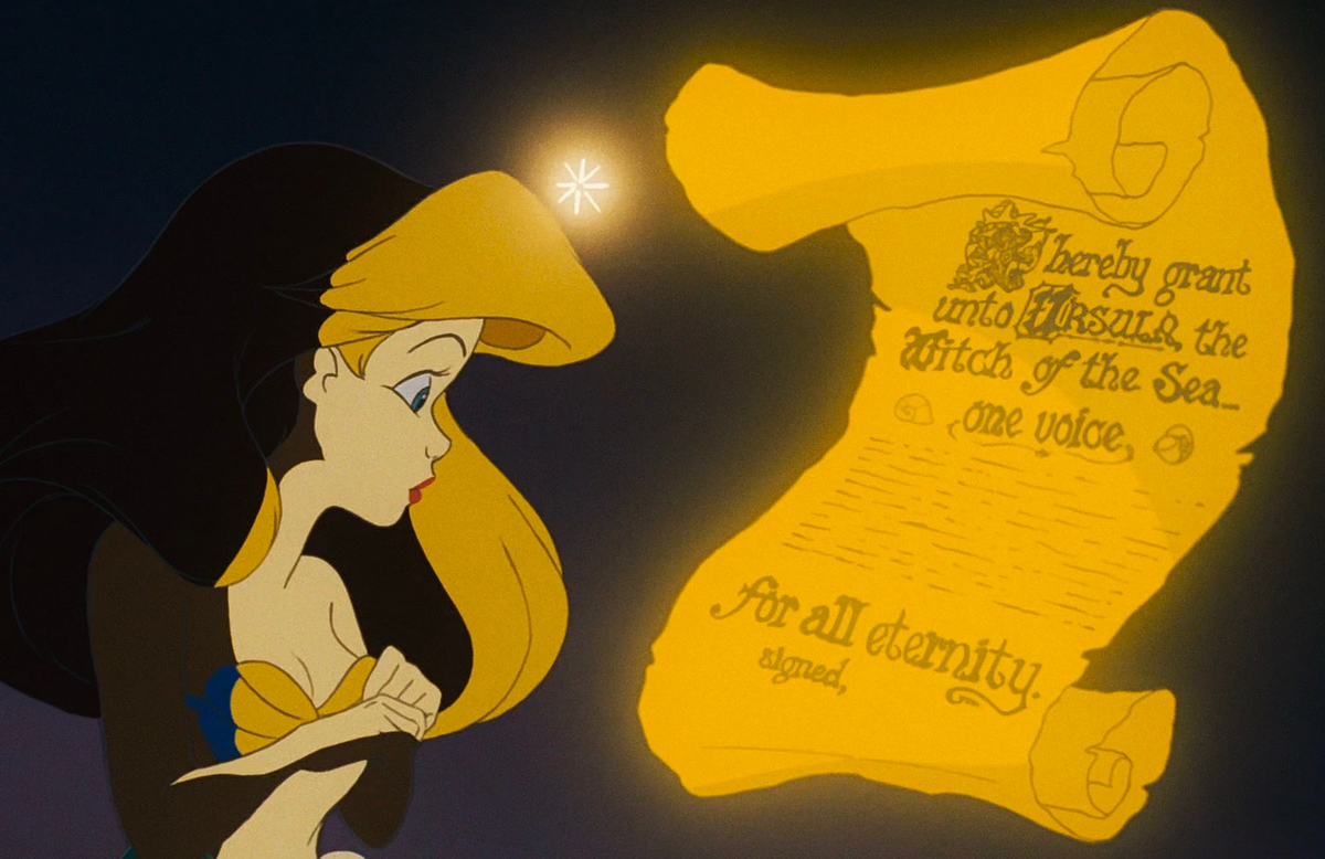 Ariel signs ursula's contract