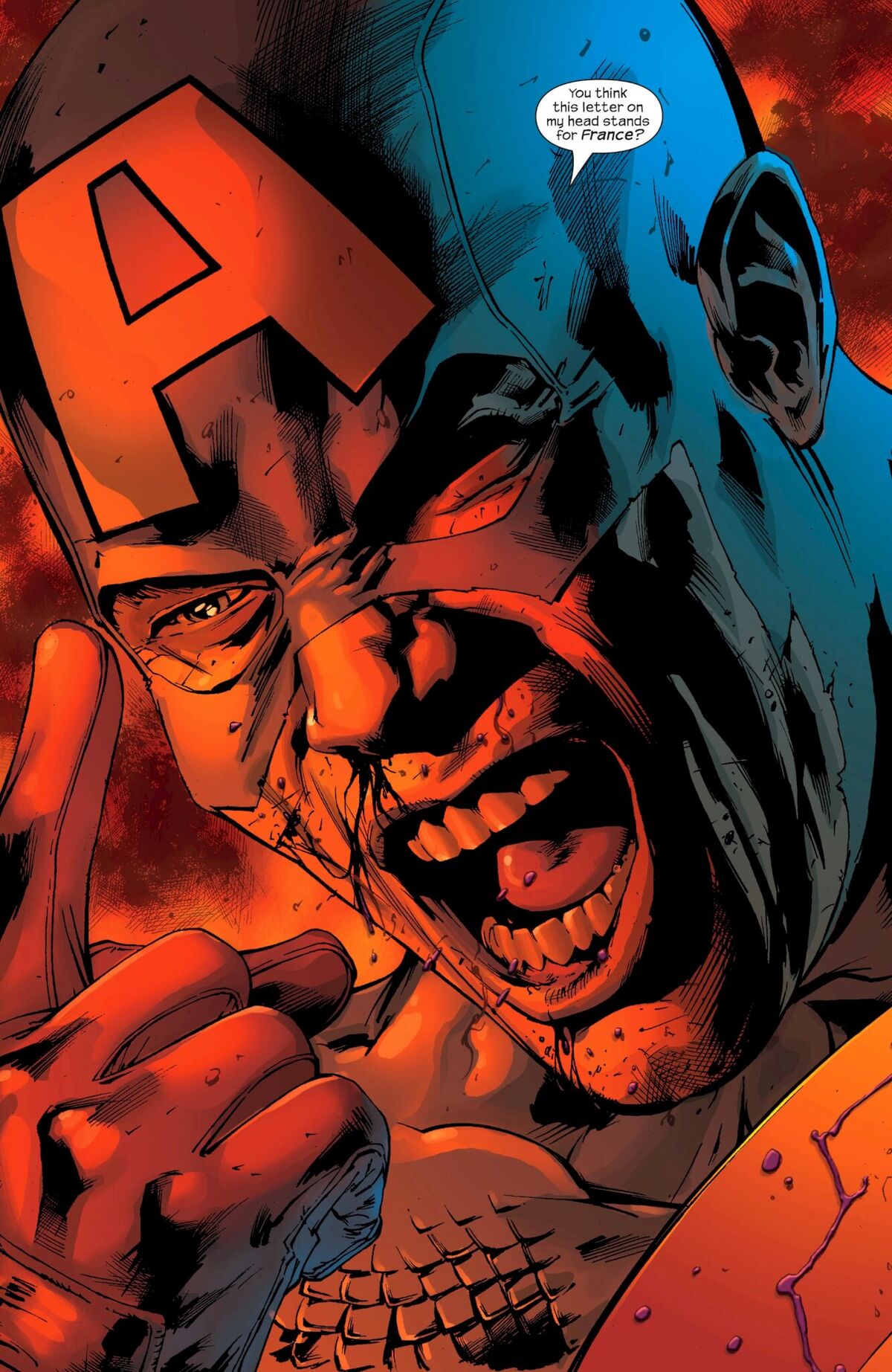 Captain America Ultimates 12 You Think This Letter on My Head Stands for France