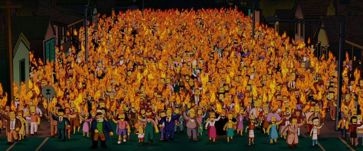 simpsons angry mob