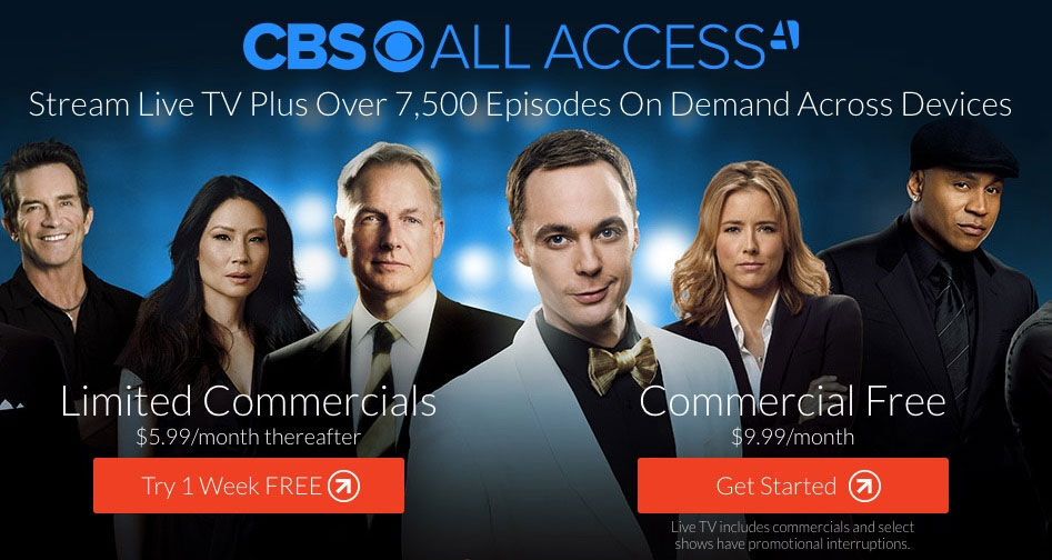 CBS All Access Streaming service prices listed