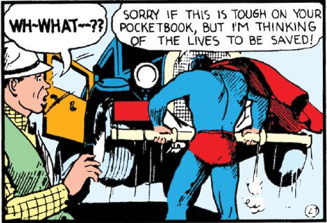 All cars pass a four knuckle inspection. Action Comics #12 (1939) DC Comics