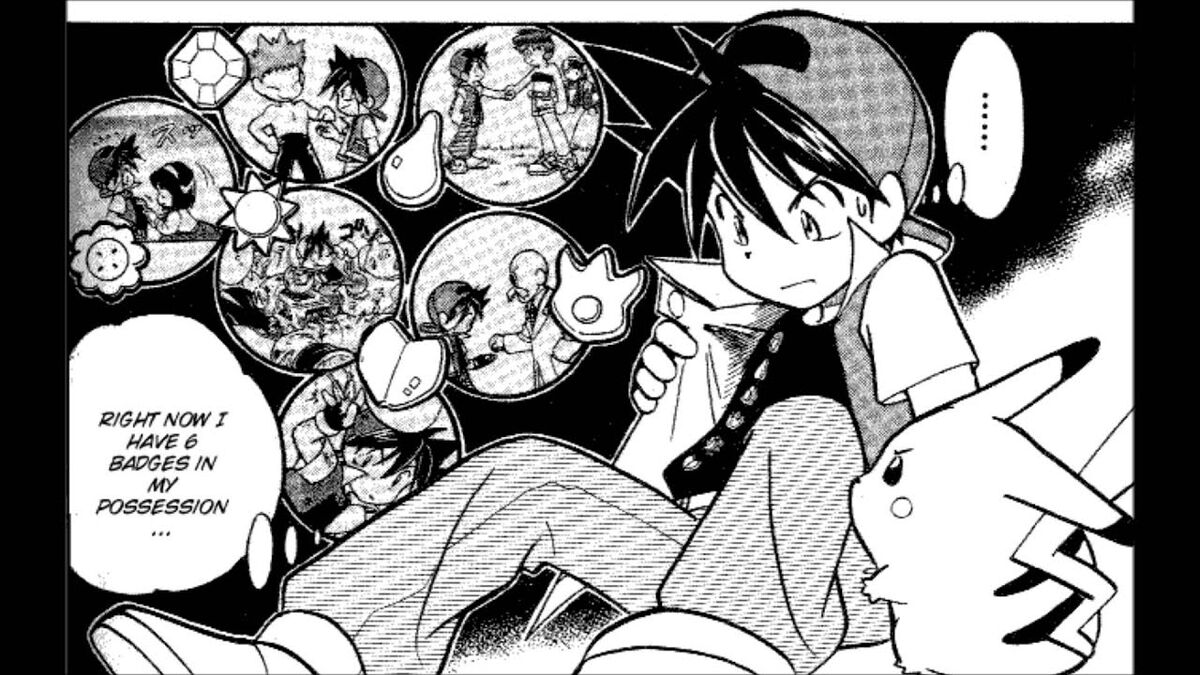 The hero of Pokemon adventures re all of his badges.