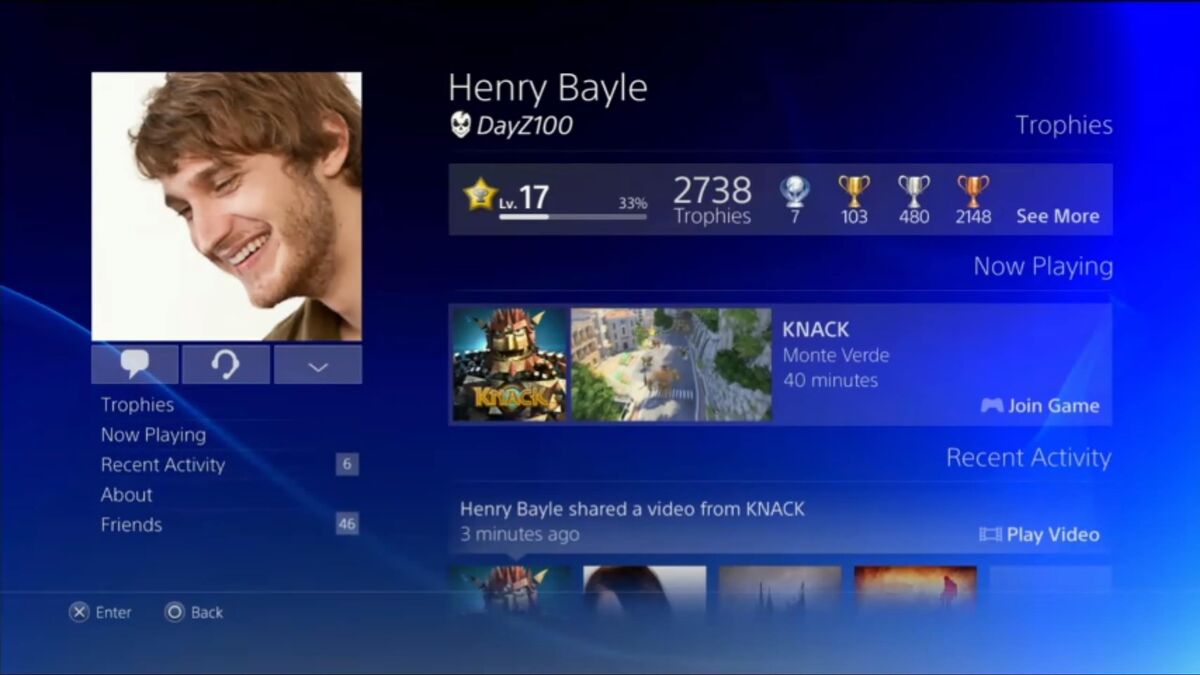 Playstation 4 Profile Page