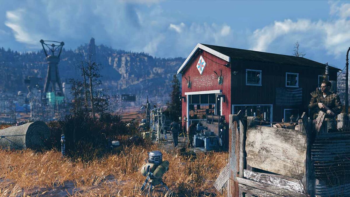 Fallout 76 barn outpost with turret