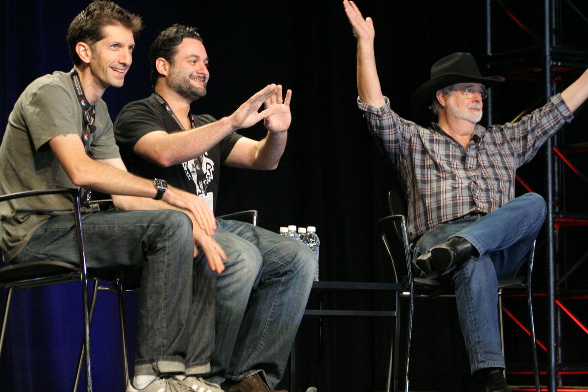 Joel Aron, Dave Filoni, and George Lucas at Star Wars Celebration VI (2012)