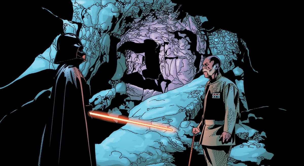 Panel from Darth Vader, Issue 20 featuring Vader and Inspector Thanoth