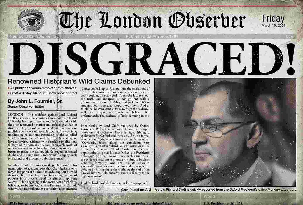 Richard Croft headline newspaper disgraced The London Observer
