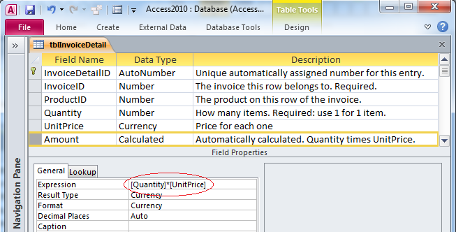 ms access password column