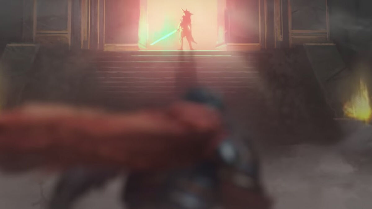 The Protagonist looks up at one of the toughest characters.