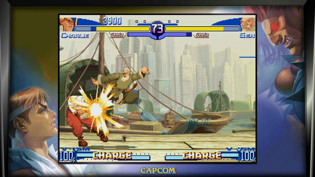 Gen kicks Charlie in Street Fighter Alpha series