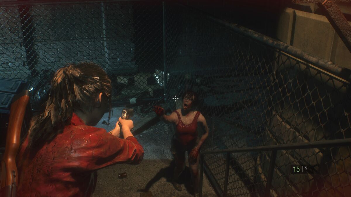 Resident Evil 2 Claire and zombie