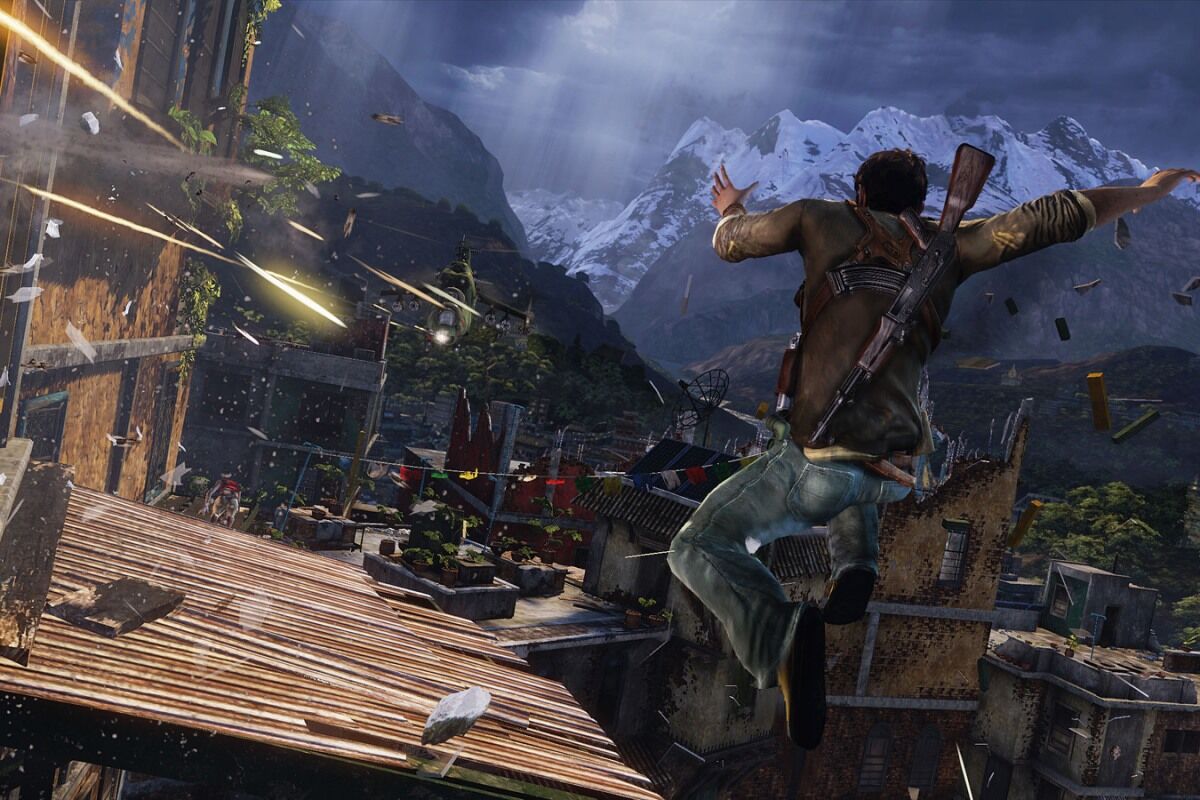 Nathan jumping off a bridge.
