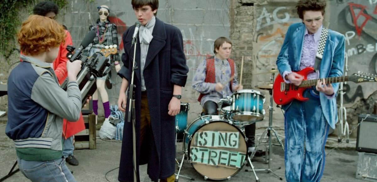 sing street band recording their first music video