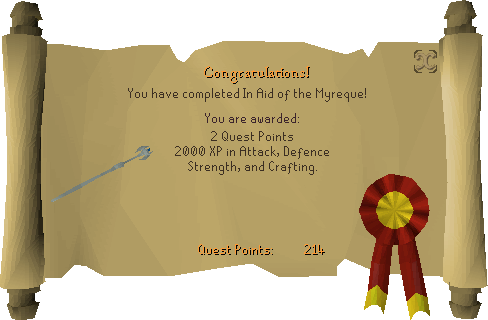In Aid of the Myreque reward scroll
