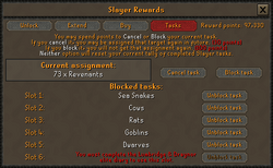 Slayer reward points (Tasks) interface