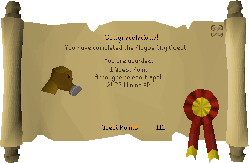 Plague City reward scroll