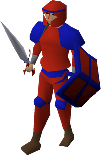 Red decorative armour equipped