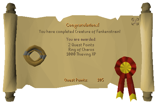 Creature of Fenkenstrain reward scroll