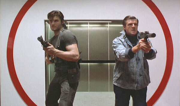 The Punisher two guys exit lift with guns