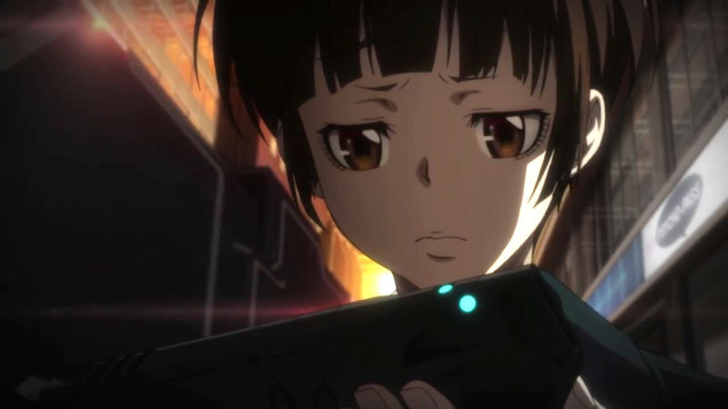 Psycho-Pass Akane Tsunemori holding a Dominator
