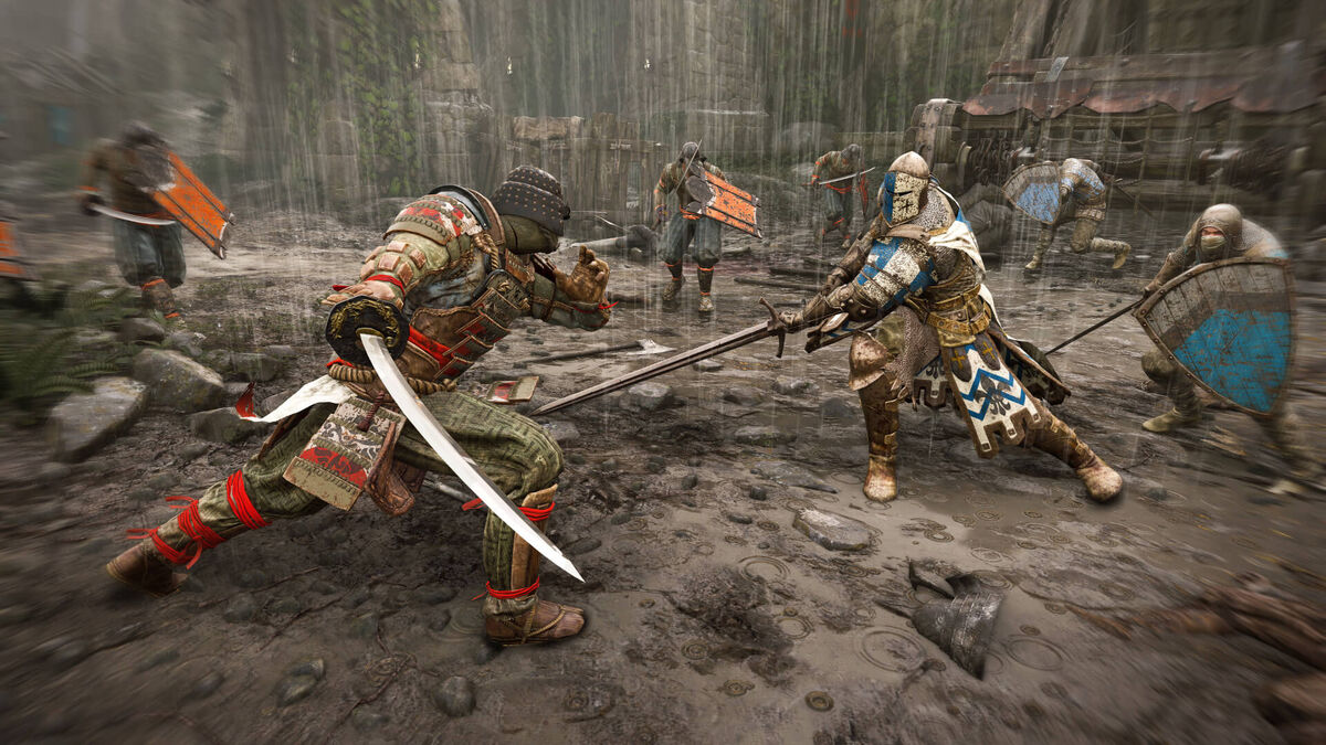 For Honor heroes the samurai and knight face off. 
