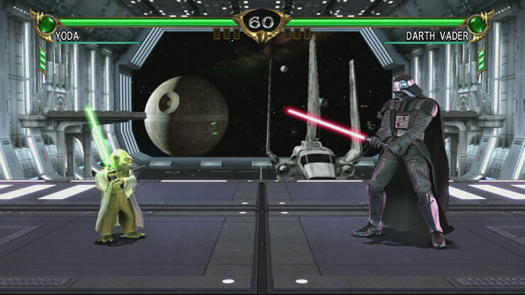 Yoda versus Vader in Soulcalibur IV.