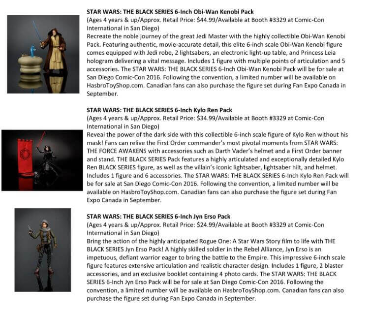 Star Wars Black Series SDCC Exclusives