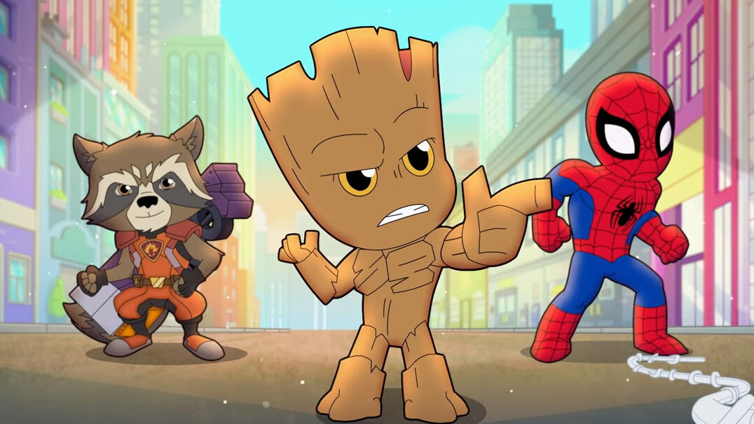 rocket racoon groot spider-man marvel