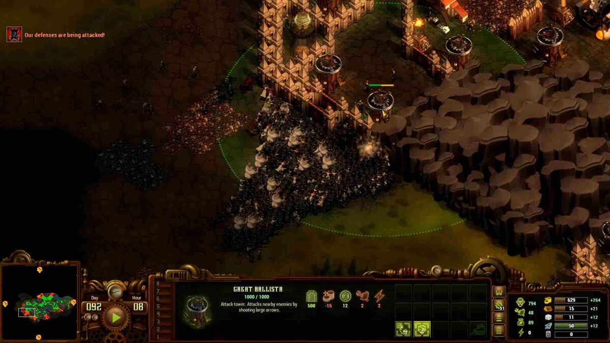 They Are Billions shock tower ballista walls