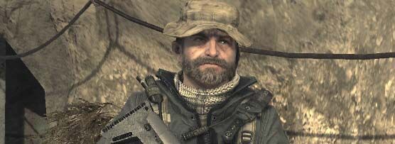 Captain Price stands holding a rifle.