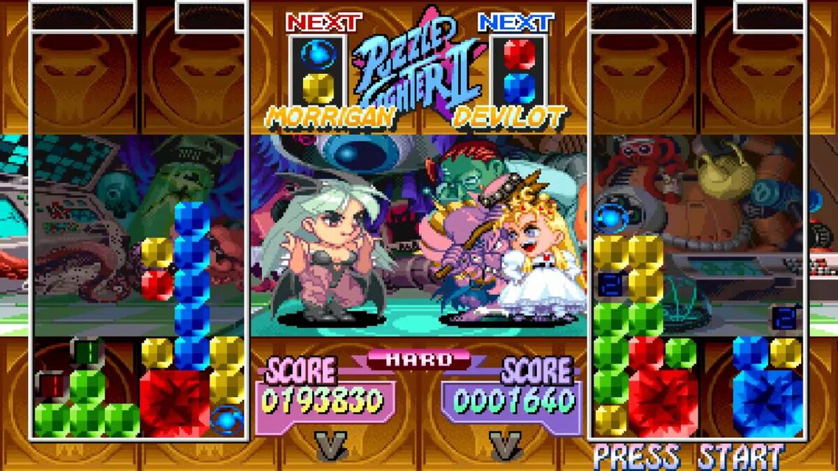 Match between Morrigan and Devilot in Super Puzzle Fighter II Turbo.