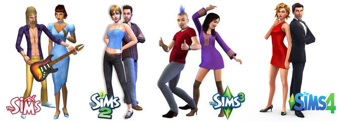 4 generations of Sims
