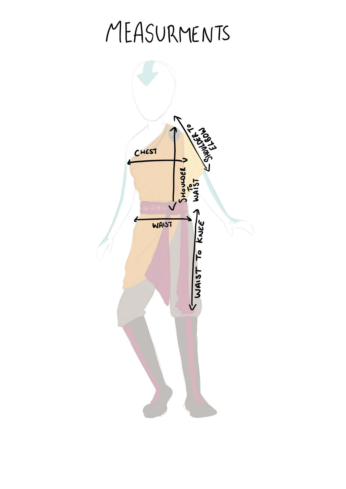 Avatar Aang cosplay Measurements Guide I