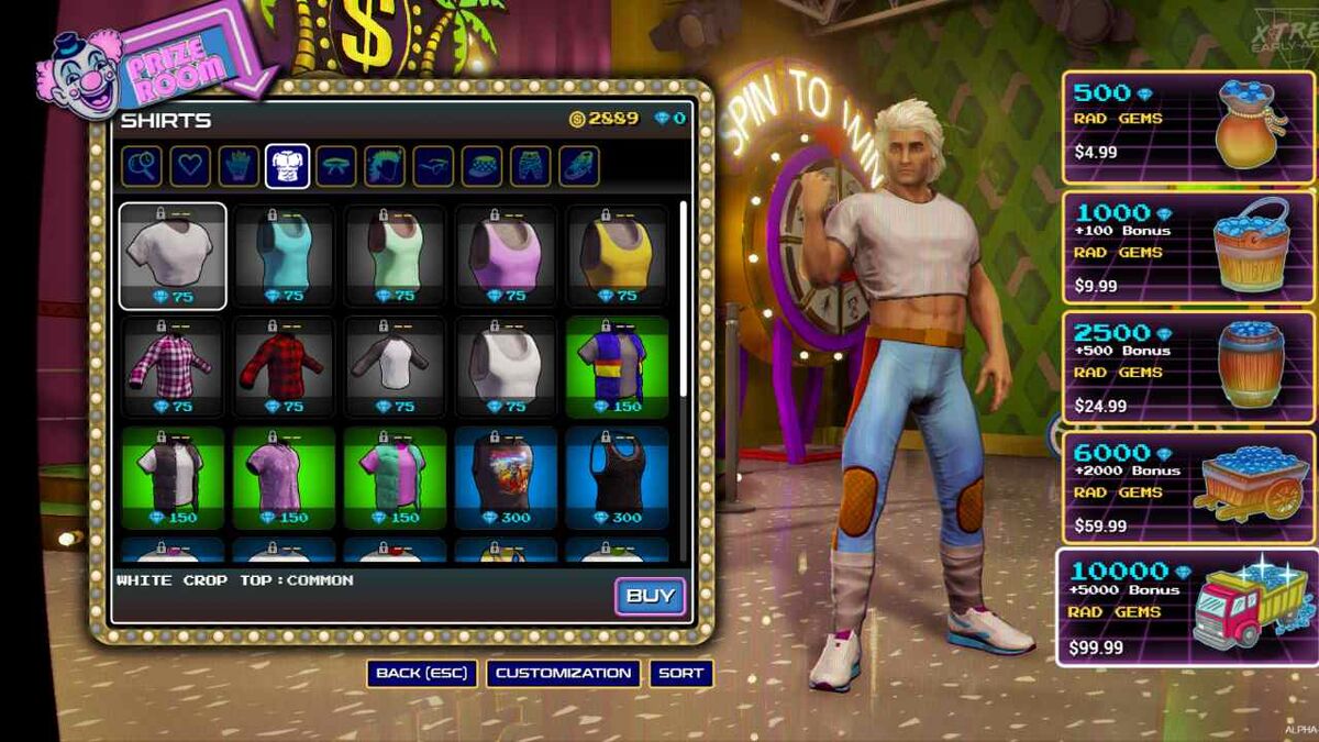 Buying new clothes in the customisation menu