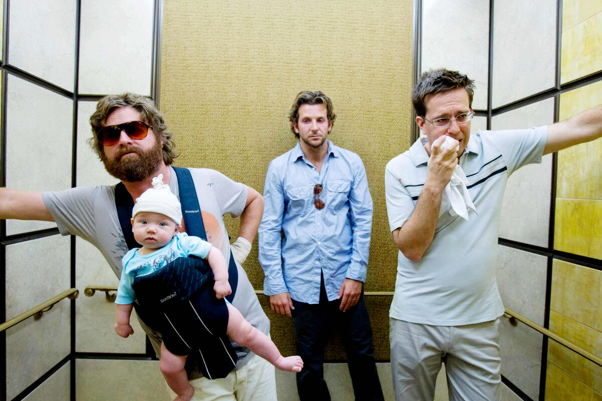 the hangover galifinakis cooper helms hungover in lift
