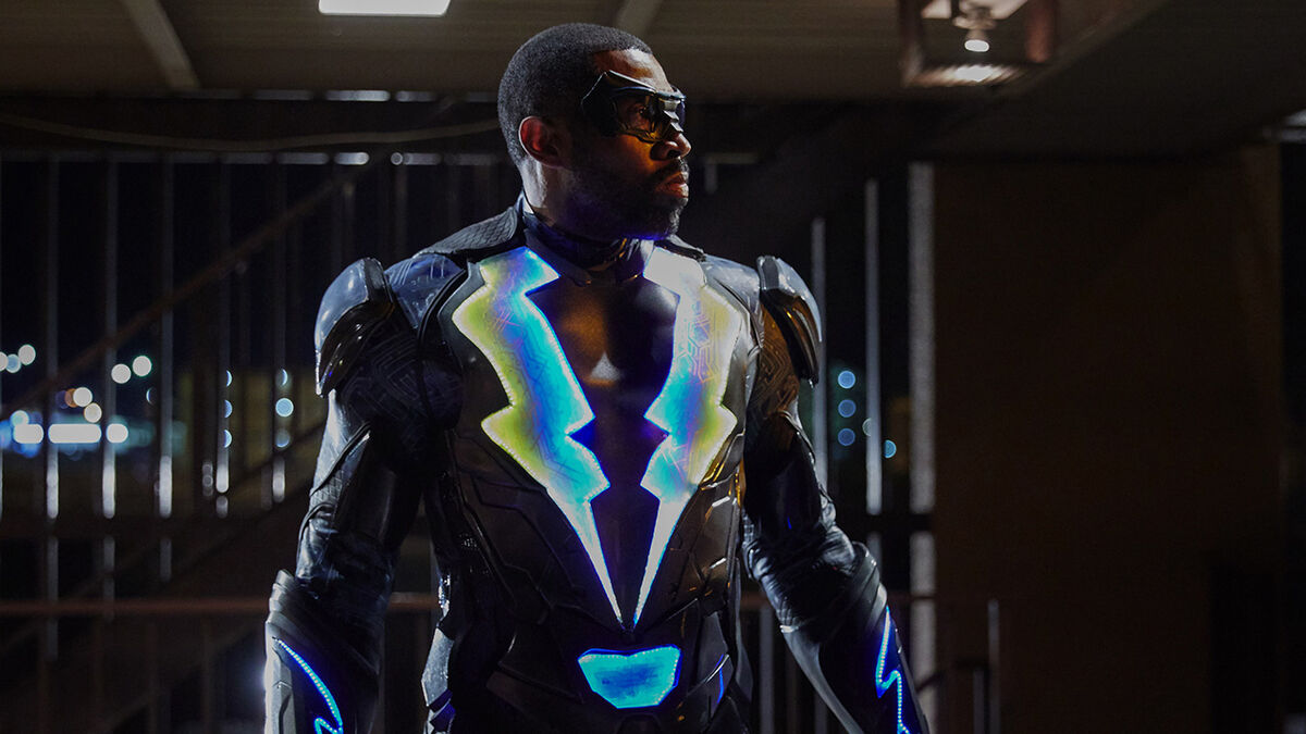 Black Lightning in his suit. 