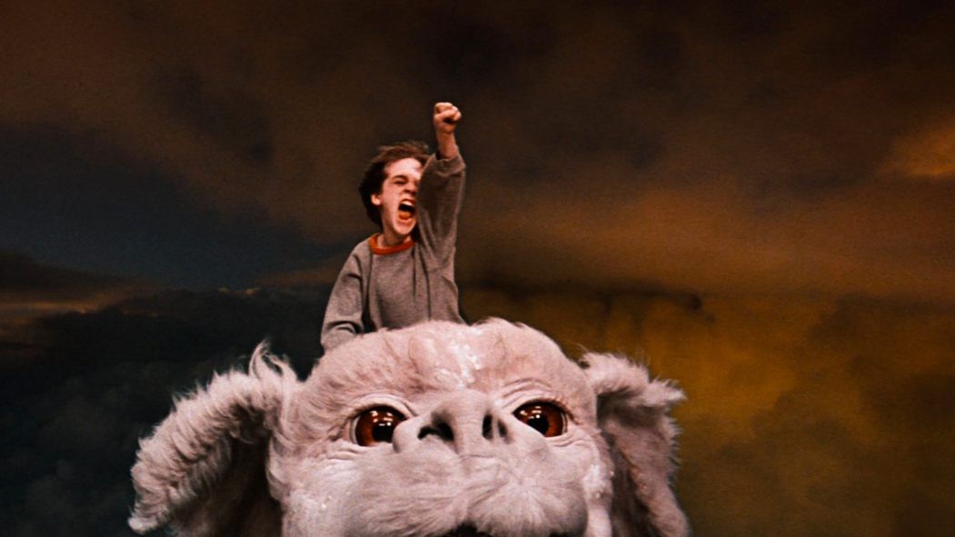 Bastian riding Falkor