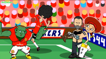Jessica Lingard as she is being carried by Ryan Giggs