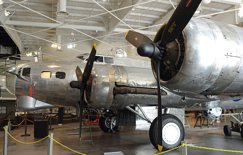 The nose and cockpit section of a B-17G Flying Fortress