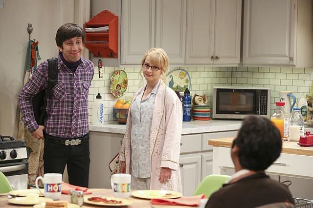 howard, bernadette and Raj standing in kitchen in Big Bang Theory season 10 episode 3