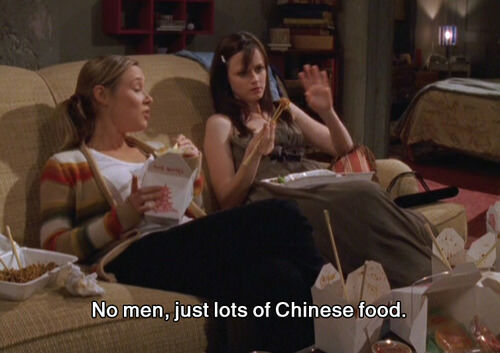 gilmore girls rory and paris eat chinese food